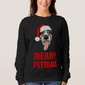 Sweatshirt Pitbull de Noël Joyeux Pitmas Drôle Pitbull Chris (Devant)