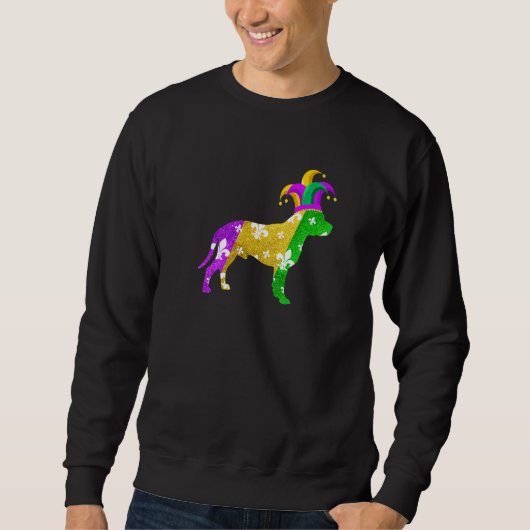 Sweatshirt Pitbull Dog Mardi Gras Carnivals Funny Puppy Lover (Devant)