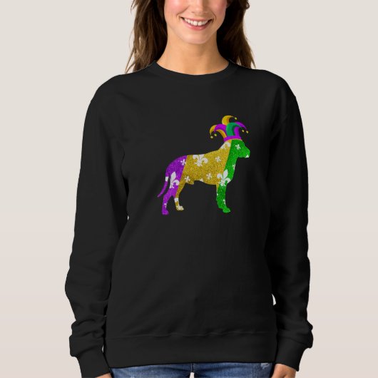Sweatshirt Pitbull Dog Mardi Gras Carnivals Funny Puppy Lover (Devant)