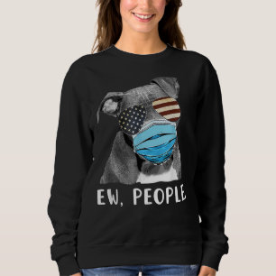 Sweatshirt Pitbull Dog Portant Un Masque Visage Drapeau Usa
