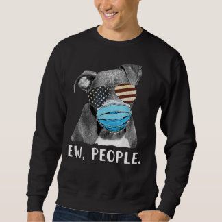 Sweatshirt Pitbull Dog Portant Un Masque Visage Drapeau Usa