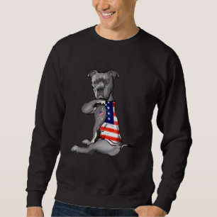 Sweatshirt Pitbull Drapeau Américain J'Aime Les Usa Maman Pap