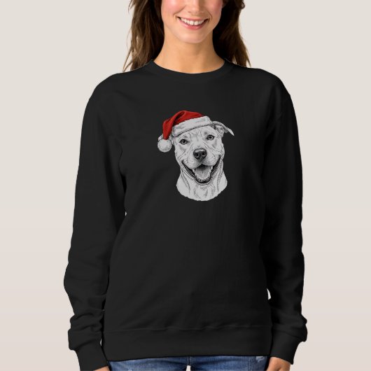 Sweatshirt Pitbull Hand-Drawn Christmas–Custom Name Dog Gift (Devant)
