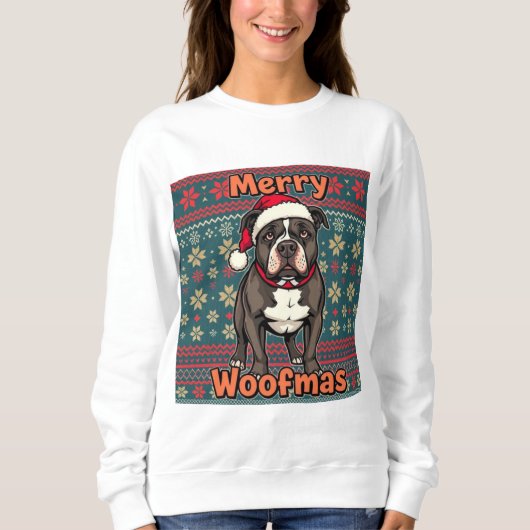 Sweatshirt Pitbull Joyeux Woofmas (Devant)