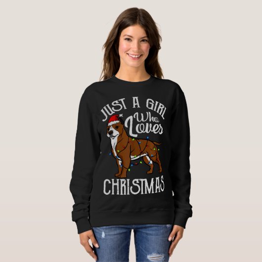 Sweatshirt Pitbull Lover Girl Who Love Christmas Funny Pit B (Devant entier)
