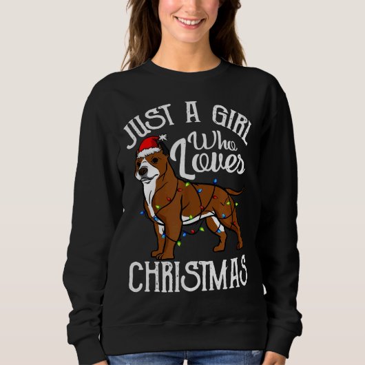 Sweatshirt Pitbull Lover Girl Who Love Christmas Funny Pit B (Devant)