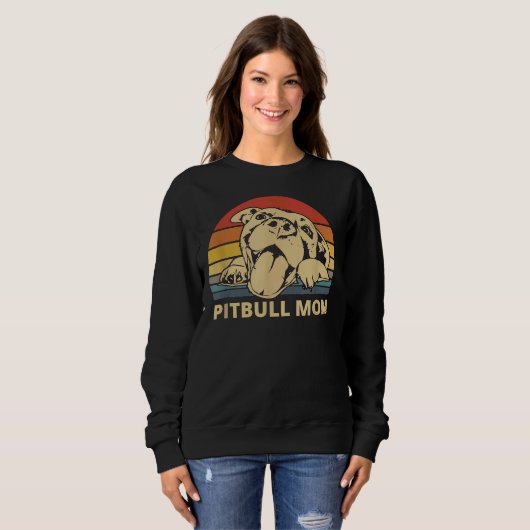 Sweatshirt Pitbull Maman Avec Mignonne Pitbull Face Drôle Pit (Devant entier)