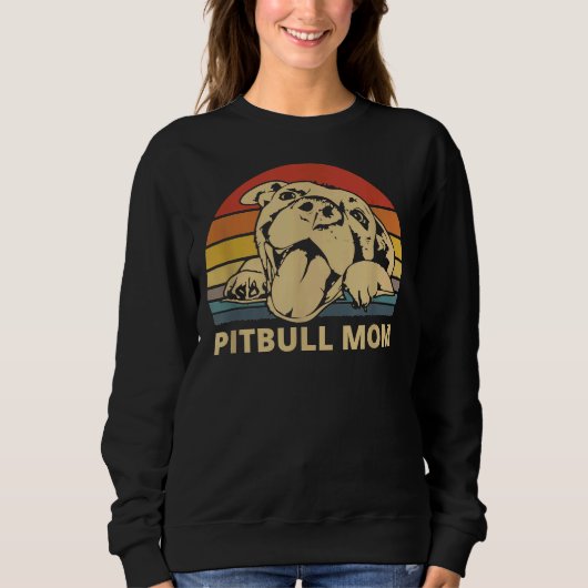 Sweatshirt Pitbull Maman Avec Mignonne Pitbull Face Drôle Pit (Devant)