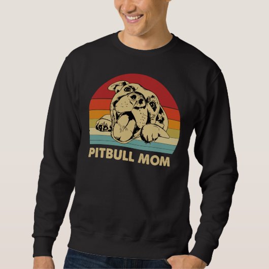 Sweatshirt Pitbull Maman Avec Mignonne Pitbull Face Drôle Pit (Devant)