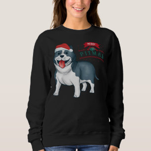 Sweatshirt Pitbull mignonne avec chapeau de Noël Joyeux Pitma