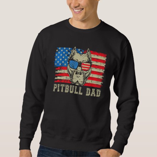Sweatshirt Pitbull Papa American Pit Bull Dog Us Drapeau 4ème (Devant)