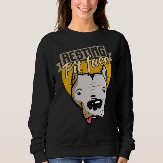 Sweatshirt Pitbull Repose Pit Face Drôle Amateurs Pitbull (Devant)