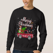 Sweatshirt Pitbull Rides Camion Rouge Pyjama de Noël (Devant)
