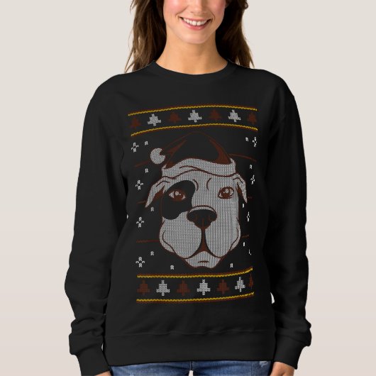 Sweatshirt Pitbull Vilain Noël Drôle Amusant Amateur de chien (Devant)