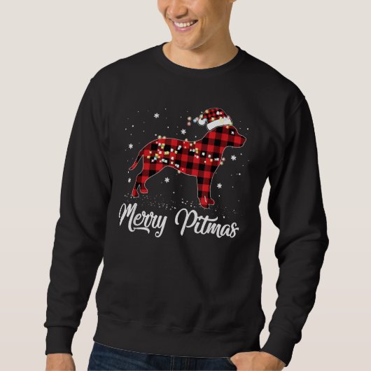 Sweatshirt Pitbulle de buffle rouge Joyeux Pitmas Pit Bull Ch (Devant)