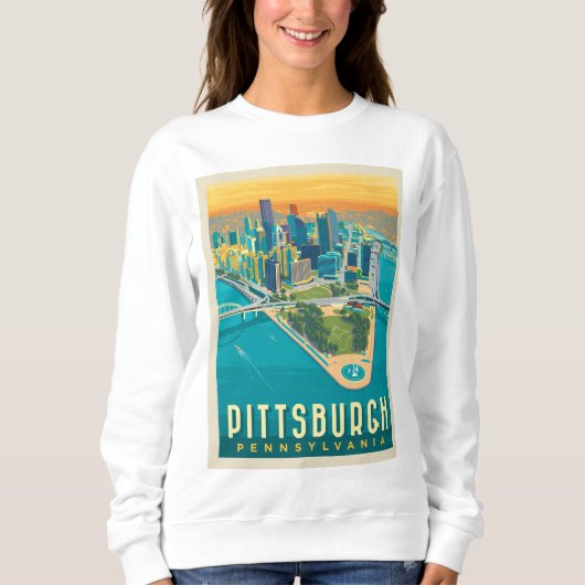 Sweatshirt Pittsburgh, PA | Vue oeil d'oiseau (Devant)