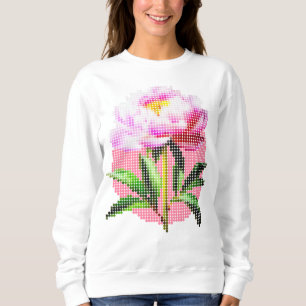 Sweatshirt Pivoine rose en mosaïque à pois Fleur