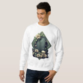 Sweatshirt Pixel Art Grave avec Floral et crâne (Devant entier)