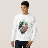 Sweatshirt Pixel Corneille florale avec crâne (Devant entier)