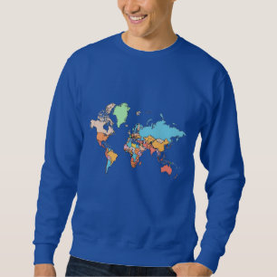 Sweatshirt Pixel World Map - Retro Style 8 bits Design global