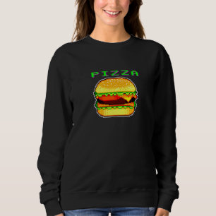 Sweatshirt Pizza Cheeseburger 8 bits Pixel 80s Ironique Gamer