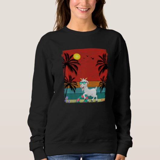 Sweatshirt Plage Cocotier Arbre Retro chèvre graphique été (Devant)