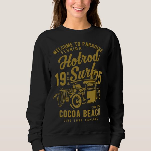 Sweatshirt Plage de Cocoa Floride Rétro Hotrod Surf 1 (Devant)