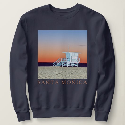 Sweatshirt Plage de père Noël Monica | Los Angeles, Californi (Design devant)