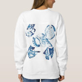 Sweatshirt plage d'été chic indigo bleu watercolor seashell (Dos)