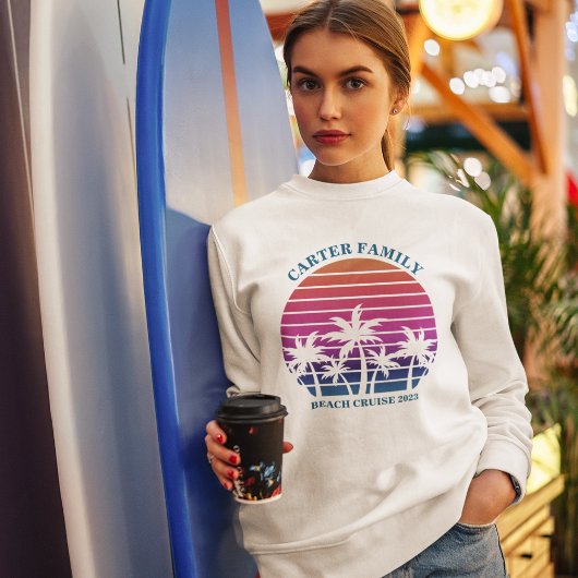 Sweatshirt Plage sur mesure Palm Tree Réunion tropicale famil