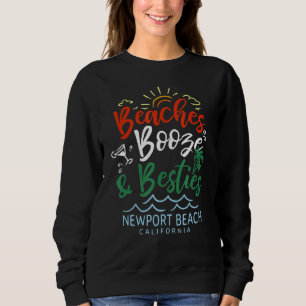 Sweatshirt Plages Booze Et Besties Newport Beach Summer Cal