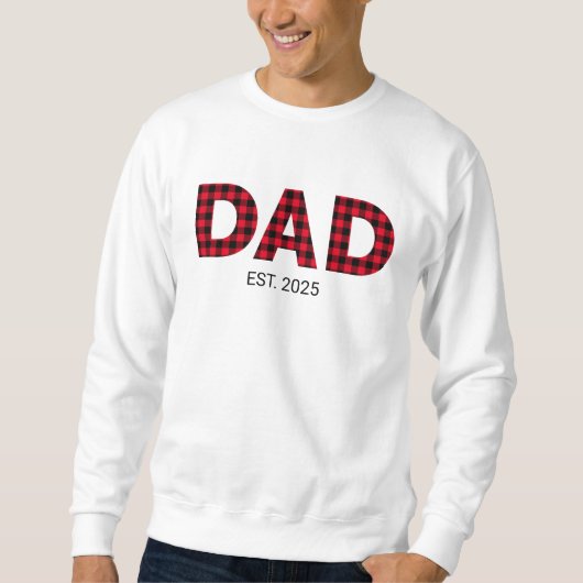 Sweatshirt Plaid Buffalo Papa Date de Création (Devant)
