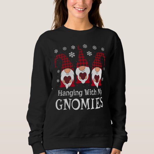 Sweatshirt Plaid Print Garden Gnomes Christmas Day (Devant)