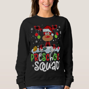 Sweatshirt Plaid Reindeer Santa Hat Equipe préscolaire Enseig