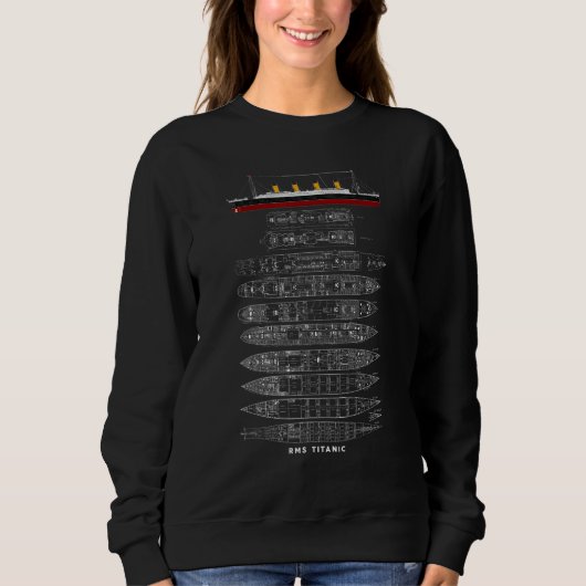 Sweatshirt Plan de section du navire Titanic Croisière océan (Devant)