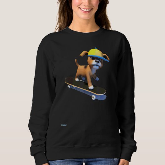 Sweatshirt Planche à roulettes de chien (Devant)