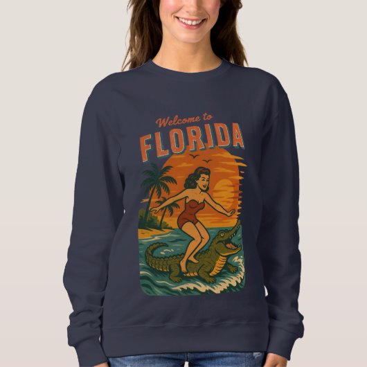 Sweatshirt Planche à surf Alligator Graphisme de vie côtière (Devant)