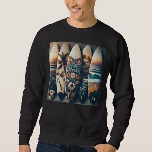 Sweatshirt Planches de surf peintes hawaïennes (Devant)