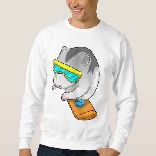 Sweatshirt Plancheur de hamster sur snowboard (Devant)