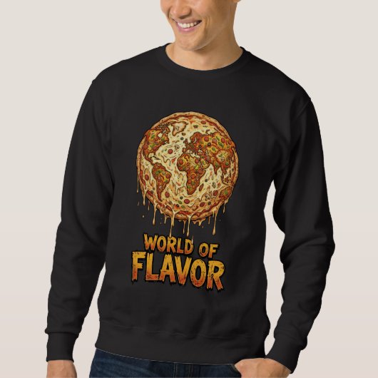 Sweatshirt Planète de surcharge de pizza (Devant)