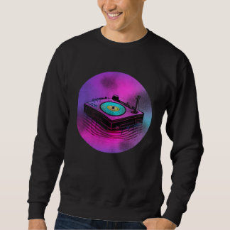 Sweatshirt Platine Vinyle Rétro Style Vintage LP DJ 70s 