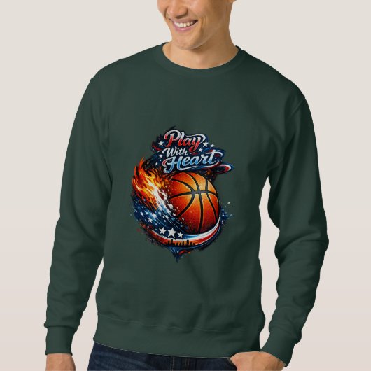 Sweatshirt Play With Heart Basketball Motivational Men’s Swea (Devant)