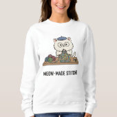 Sweatshirt Playful Kitty Knitting Colorful Stitches Graphic (Devant)