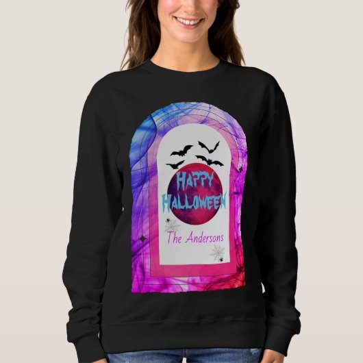Sweatshirt Pleine lune Bat Spider Éffrayant Moderne Joyeux Ha (Devant)
