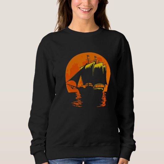 Sweatshirt Pleine lune Coucher de soleil capitaine Ancre Sunr (Devant)