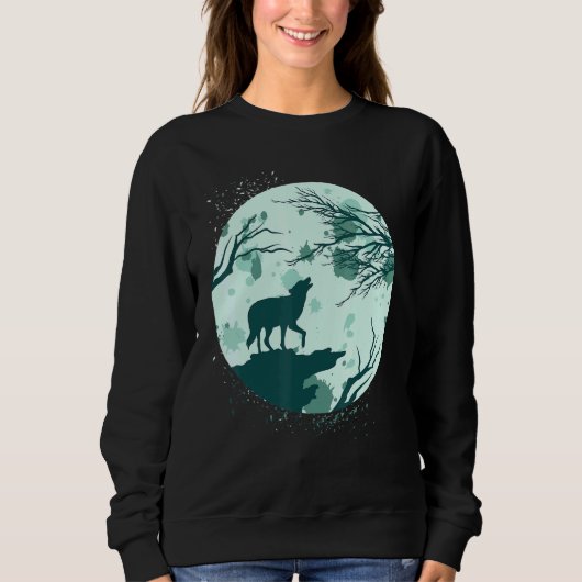 Sweatshirt Pleine lune Forêt Animaux Predator Lune Howling (Devant)
