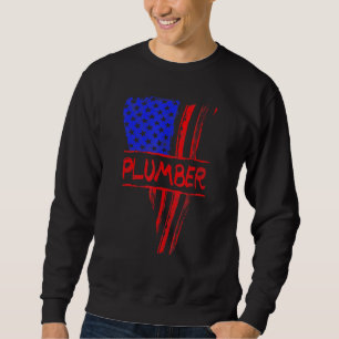 Sweatshirt Plombier Drapeau Américain Plomberie Triangulaire