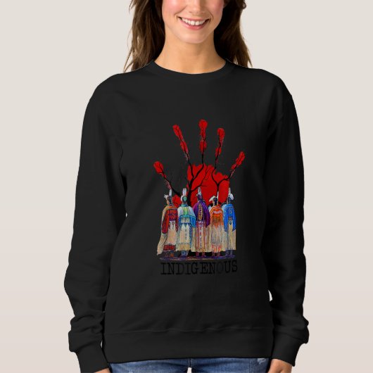 Sweatshirt Plus de soeurs volées MMIW Red Hand Print Native (Devant)
