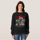 Sweatshirt Plus susceptible de donner mon avis drôle de Noël (Devant entier)