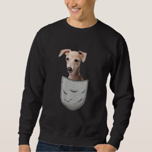 Sweatshirt Poche À Poitrine De Chien En Grise Italien
